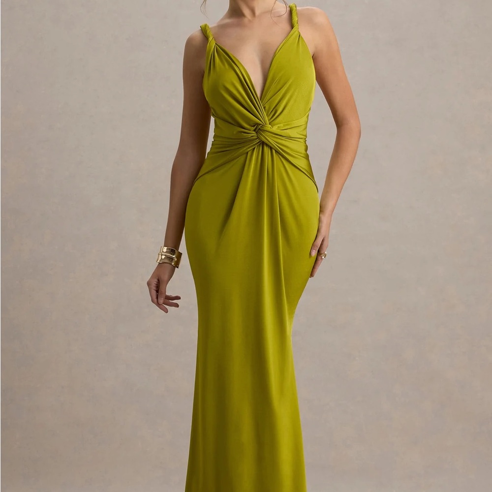 Elegant Olive Green Evening Gown Club L London